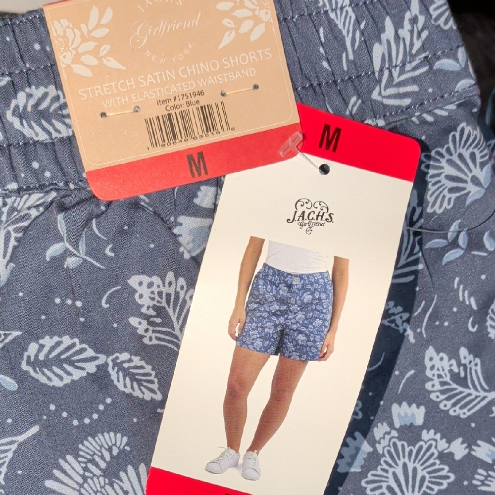 NWT Jachs Girlfriend Womens Printed Chino Shorts - Blue Floral M - Picture 4 of 4